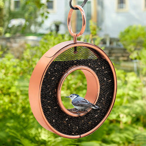 Copper Circle Fly-Thru Copper Bird Feeder with Mesh Panels