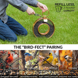 Copper Circle Fly-Thru Copper Bird Feeder with Mesh Panels