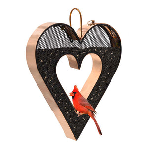 Be Still My Heart Fly Thru™ Heart-Shaped Copper Bird Feeder With Mesh Panels