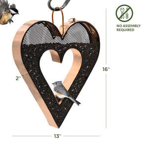 Be Still My Heart Fly Thru™ Heart-Shaped Copper Bird Feeder With Mesh Panels