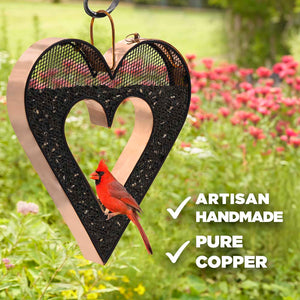 Be Still My Heart Fly Thru™ Heart-Shaped Copper Bird Feeder With Mesh Panels