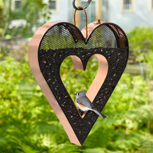 Be Still My Heart Fly Thru™ Heart-Shaped Copper Bird Feeder With Mesh Panels