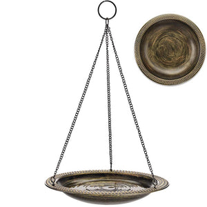 13" Hanging Aged Brass Bird Bath