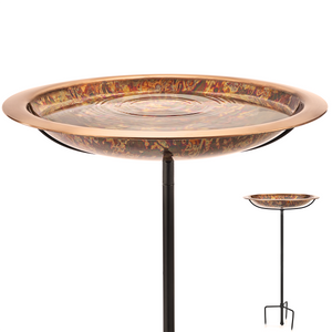 Fired Copper Bird Bath with Garden Pole