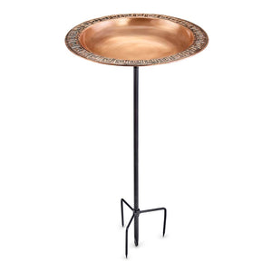 18" Greek-Inspired Copper Bird Bath with Garden Pole