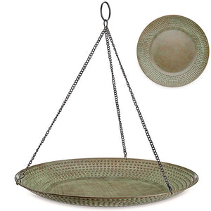 18" Hanging Blue Verde Copper Bird Bath