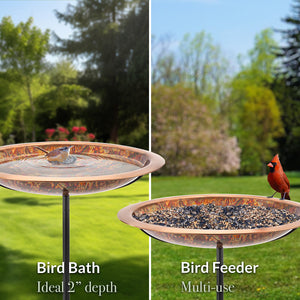 Fired Copper Bird Bath with Garden Pole