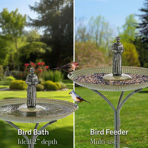 20" Blue Verde Copper Bird Bath with St. Francis