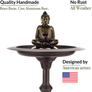 Classic Bronze Bird Bath Pedestal with Buddha