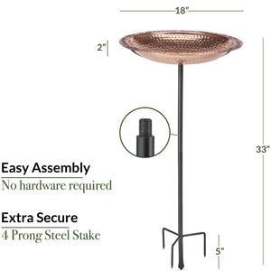 Pure Copper Bird Bath with Garden Pole