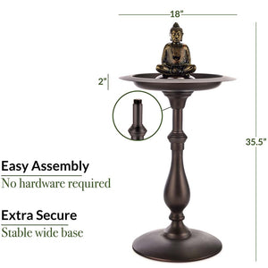 Classic Bronze Bird Bath Pedestal with Buddha