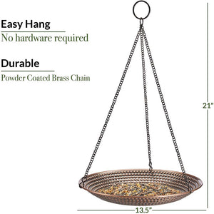 13.5" Beaded Hanging Copper Bird Bath