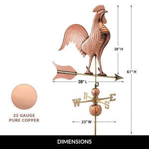 Barn Rooster Estate Weathervane - Pure Copper