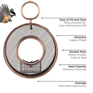 Just in Time Fly-Thru Copper Bird Feeder, Mesh Panels