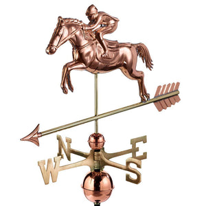 Jumping Horse & Rider Weathervane - Pure Copper