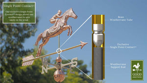 Jumping Horse & Rider Weathervane - Pure Copper