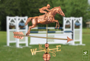 Jumping Horse & Rider Weathervane - Pure Copper