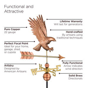 American Bald Eagle Weathervane - Pure Copper