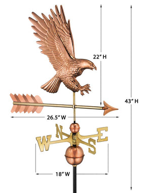 American Bald Eagle Weathervane - Pure Copper