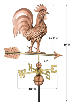 Proud Rooster Weathervane - Pure Copper