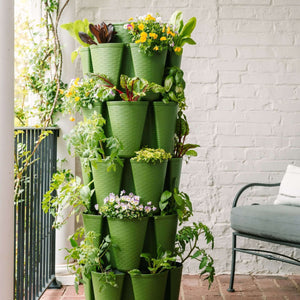 5 Tier GreenStalk Original Vertical Planter | Evergreen (Basket Weave Texture) 