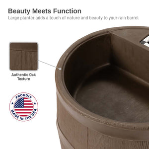 35 Gallon Wood Grain Rain Barrel with Planter