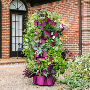 7 Tier GreenStalk Leaf Vertical Planter | Razzleberry (Basket Weave Texture)