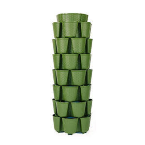 7 Tier GreenStalk Leaf Vertical Planter | Evergreen (Basket Weave Texture)