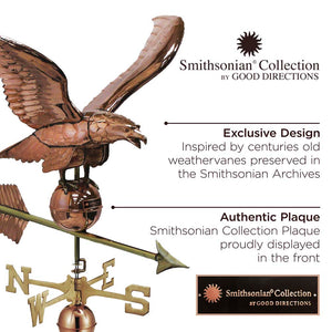 34" Smithsonian Eagle Estate Weathervane - Pure Copper