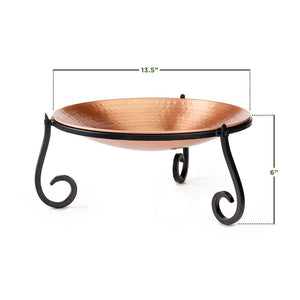 13" Freestanding Copper Bird Bath with Ground Stand