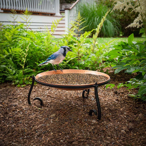 13" Freestanding Copper Bird Bath with Ground Stand