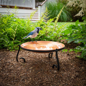 13" Freestanding Copper Bird Bath with Ground Stand