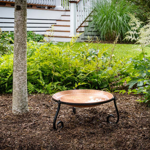 13" Freestanding Copper Bird Bath with Ground Stand