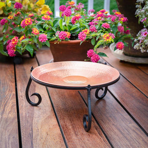 13" Freestanding Copper Bird Bath with Ground Stand