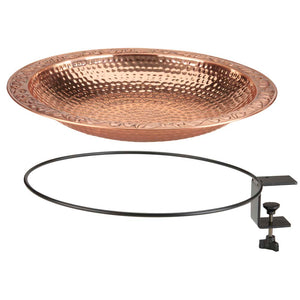 Pure Copper Bird Bath with Deck Bracket