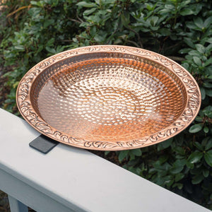 Pure Copper Bird Bath with Deck Bracket