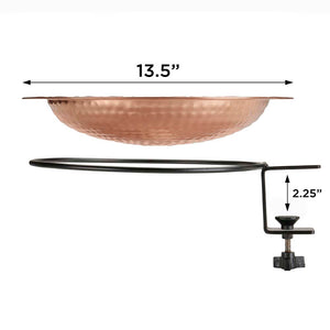 Pure Copper Bird Bath with Deck Bracket