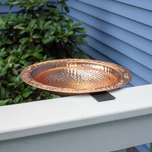 Pure Copper Bird Bath with Deck Bracket