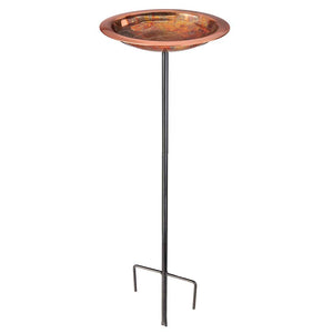 Fired Copper Bird Bath with Garden Pole