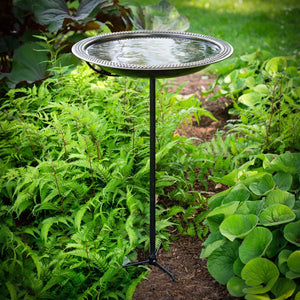 18" Beaded Copper Bird Bath with Garden Pole