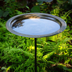 18" Beaded Copper Bird Bath with Garden Pole