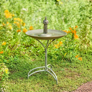 20" Blue Verde Copper Bird Bath with St. Francis