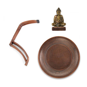 20" Copper Bird Bath with Buddha and Stand