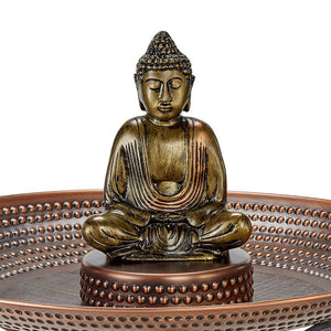 20" Copper Bird Bath with Buddha and Stand