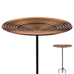 20" Bronze Ripples Bird Bath with Garden Pole