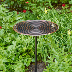 20" Bronze Ripples Bird Bath with Garden Pole