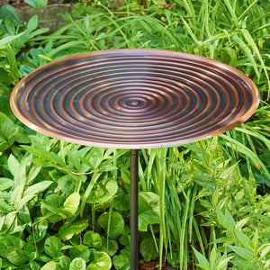 20" Bronze Ripples Bird Bath with Garden Pole