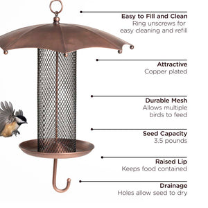 Rainy Day Umbrella-Inspired Bird Feeder, Durable Mesh