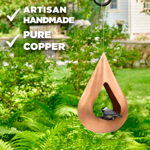 Rain Drop Fly-Thru Copper Bird Feeder