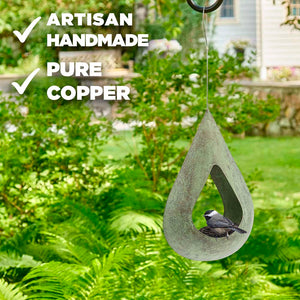 Rain Drop Fly-Thru Copper Bird Feeder